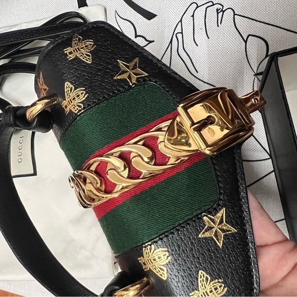 Gucci Bags, Gucci Sylvie Bee Star Bag, black - Picture 5 of 10